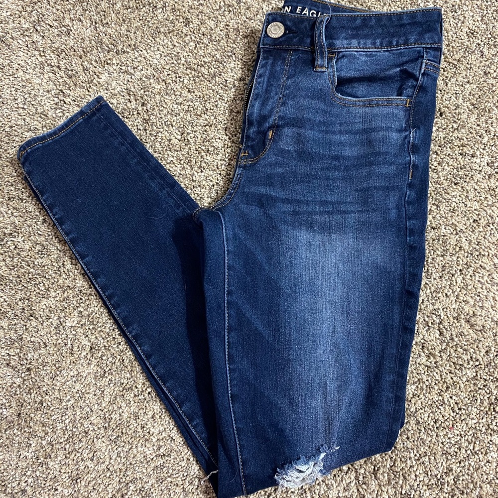AE Distressed Dark Wash Hi-Rise Jegging